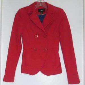 H&M 90s VTG Red Jacket Flannel Double Breasted Tailored Career Blazer Size 2